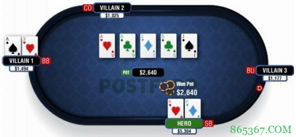 德州扑克在干燥公共牌面游戏暗三条-2