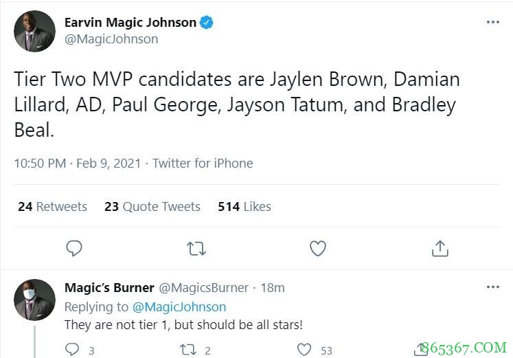 是否认同？魔术师评MVP第二梯队 凯尔特人两人＆比利椒眉入选