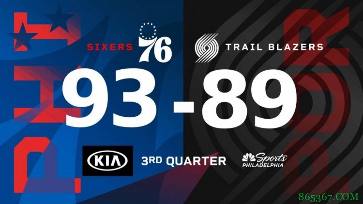 利拉德30+7 安东尼24分 恩比德35+9 开拓者双杀76人