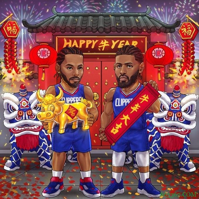 快船官推晒图为中国球迷送祝福：新春快乐