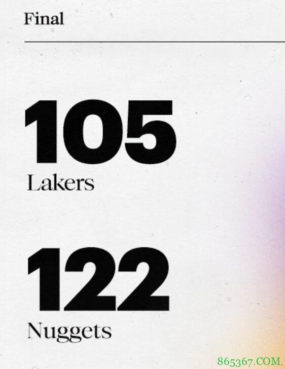 约基奇23+16+10 詹姆斯22+10+9 浓眉伤退 掘金终结湖人7连胜