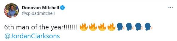 米切尔赛后“浇水”为克拉克森降温&发文盛赞:最佳第六人!!!