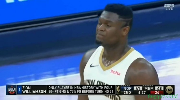 锡安21岁前砍下四场30+并且保持75%命中率 历史第一人