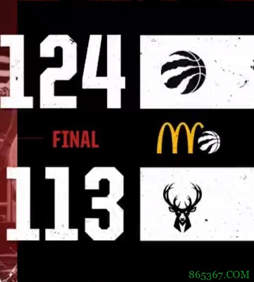 范弗里特33+7 字母哥34+10+8+5断 猛龙送雄鹿四连败