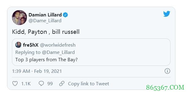 利拉德:我是奥克兰最佳射手 基德&手套&指环王是湾区前三