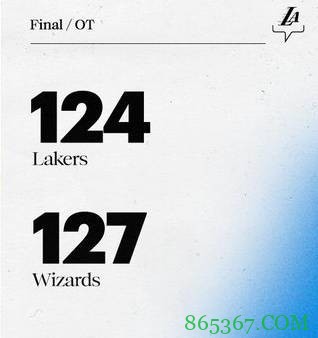 威少32+14+9 比尔33+7 詹姆斯31+9+12 奇才加时胜湖人迎5连胜