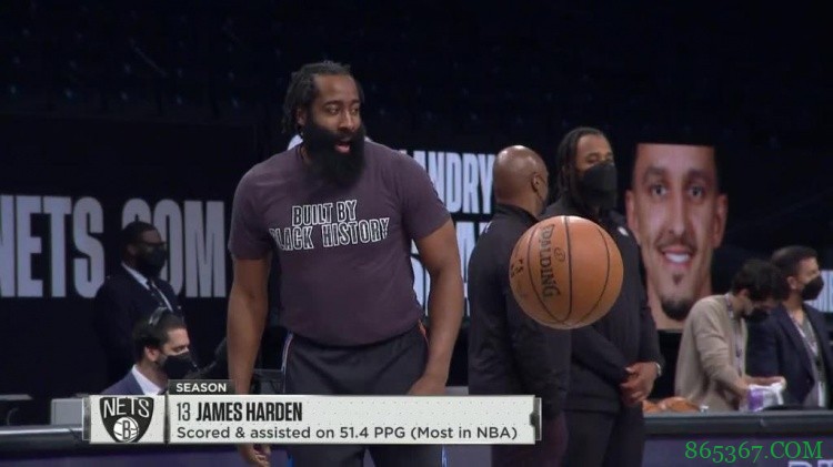 哈登本赛季得分&助攻参与得分高达51.4分 联盟第一