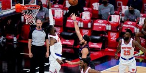 【大发扑克】关键三分打停纽约！赛斯-库里全场射落20分助76人末节逆转