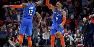 【大发扑克】乔治祝贺威少：恭喜三双王！最伟大的Brodie！