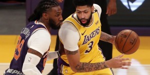 【大发扑克】湖人与太阳系列赛第六场 浓眉因腹股沟一级拉伤出战成疑