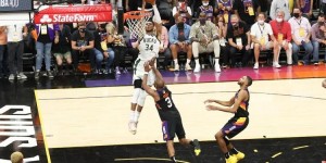 【大发扑克】不担心空接球扔得太高？霍勒迪：不啊 他是希腊怪兽诶