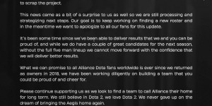 【大发体育】Alliance官方：解散现有的DOTA2阵容，新赛季将不再组队，大发助力你的致富之路！