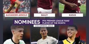 【大发体育】PFA12月英超最佳球员候选：阿诺德、帕尔默、理查利森在列，大发助力你的致富之路！