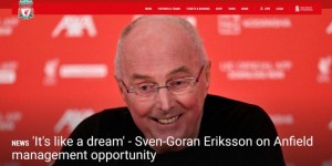 【大发体育】埃里克森谈执教利物浦传奇队慈善赛：执教红军的梦想实现了，大发助力你的致富之路！