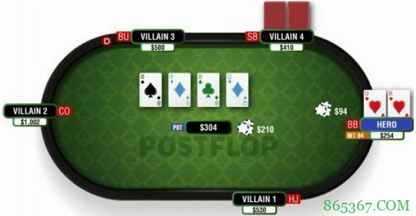 德州扑克三同张翻牌面