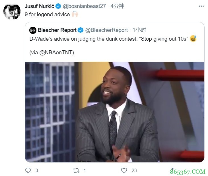 ?韦德建议评委不要随便给十分 努尔基奇：你这个建议我给九分