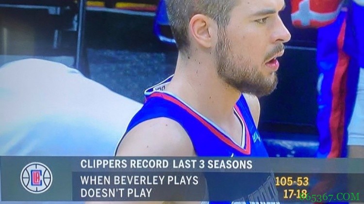 过去三个赛季 贝弗利上场时快船105胜53负 缺阵时17胜19负