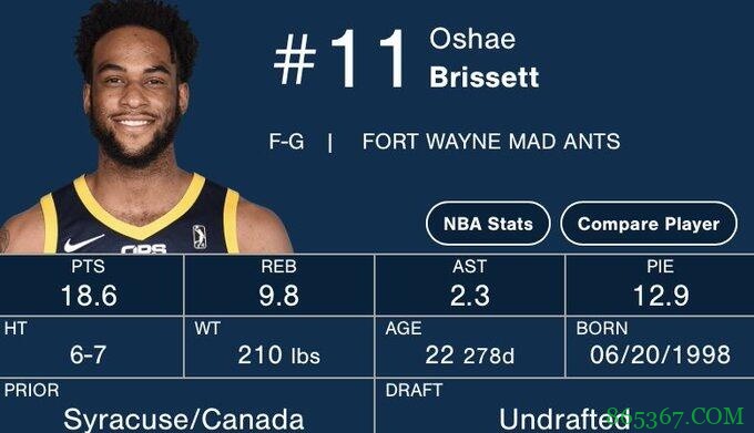 名记：步行者与自由球员奥谢-布里塞特签下10天合同