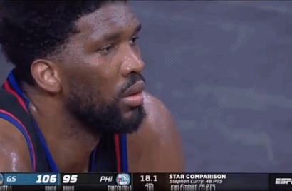 举报！有挂！勇士76人末节恩比德下场后闭目仰头无语