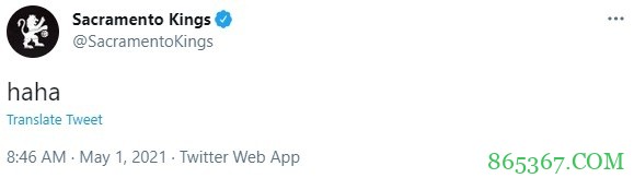詹姆斯复出迎战国王 国王官推:haha?