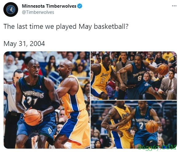 森林狼官推:距我们上次在5月份比赛已经过去17年了