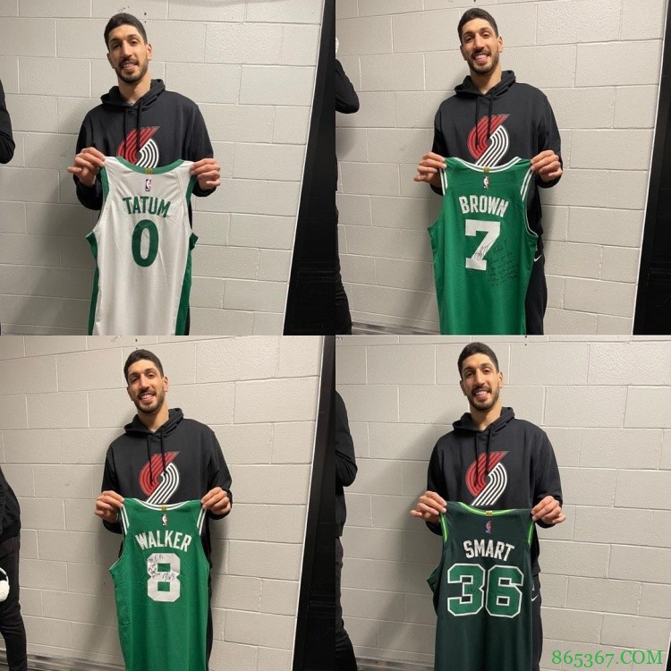 球衣贩子？坎特晒出自己得到的5件前凯尔特人队友的球衣