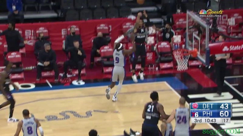 ?恩比德29+6 霍华德19+14 76人大胜活塞豪取8连胜