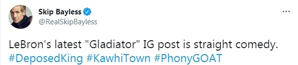 Skip：詹姆斯最新的《角斗士》ins就是笑话