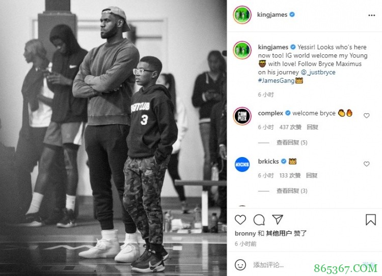 詹姆斯更新Ins欢迎二儿子：大家快来给年轻的??点个关注