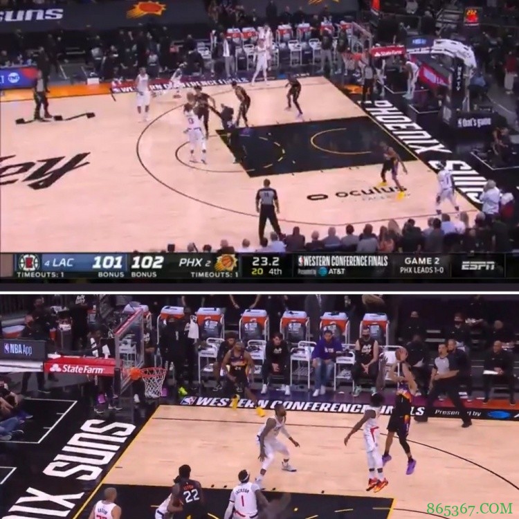 中投永不过时！布克命中滞空跳投反超 乔治单挑中投再次反超