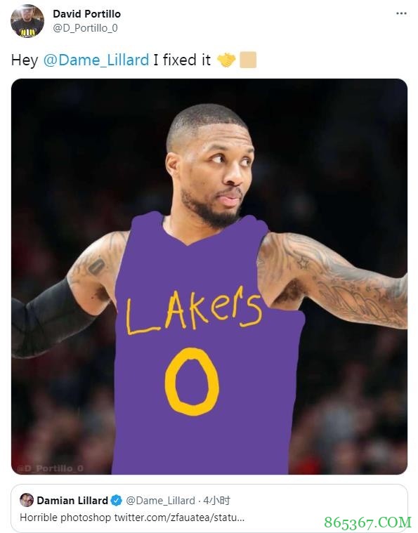 湖人球迷@利拉德：我又P了下！你再看看?