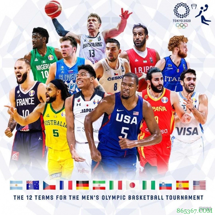 FIBA发布奥运男篮海报：KD&米尔斯&八村塁&东契奇登上封面