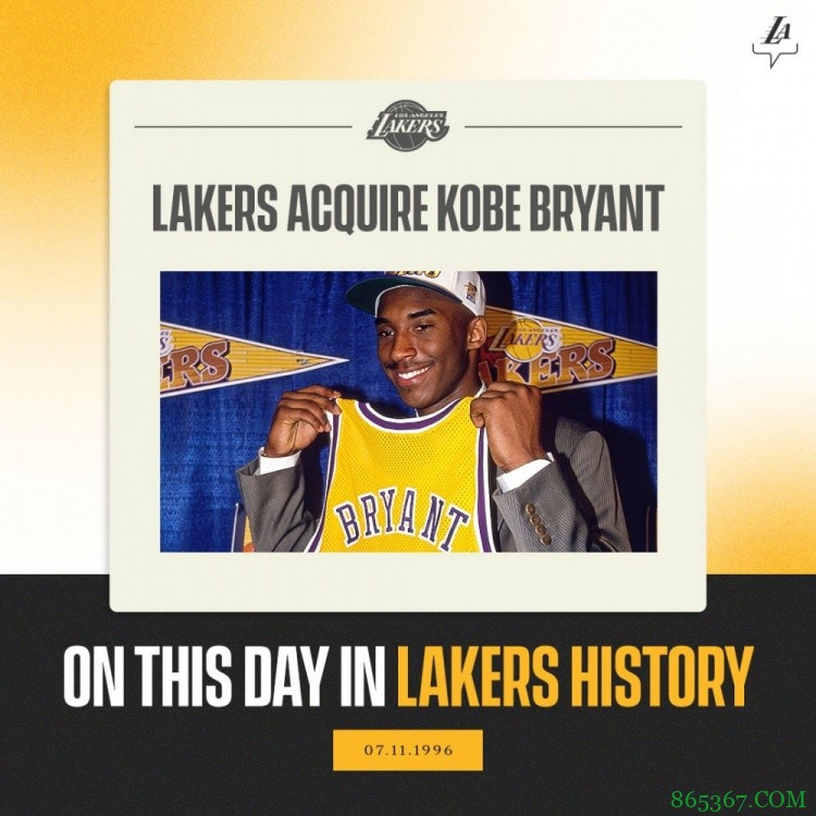 25年前今天湖人交易来科比 湖人官推晒图：传奇 英雄 一生湖人