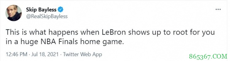 Skip:太阳队 这就是勒布朗总决赛来到主场给你加油的下场