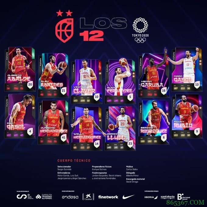 西班牙男篮奥运12人大名单：加索尔兄弟、卢比奥领衔