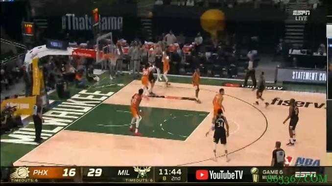 雄鹿首节29-16领先太阳13分 总决赛第二次首节领先