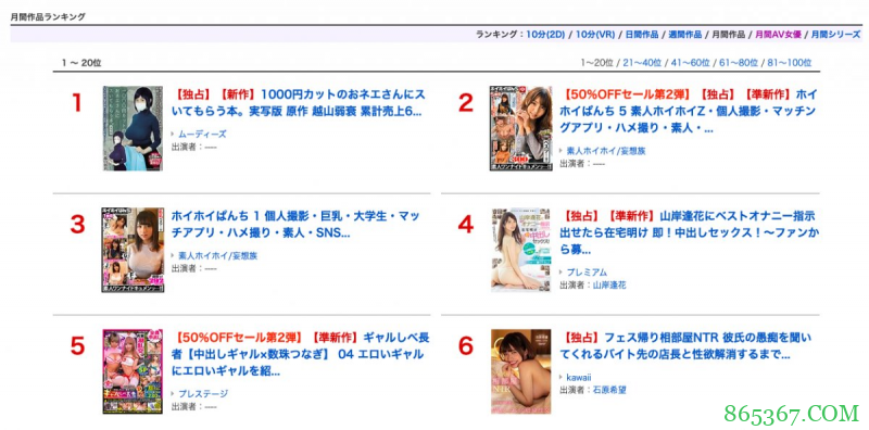 FANZA动画排行榜 吉根柚莉爱排名第1成为最强暗黑女艺人