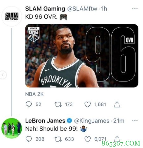 库里2K22能力值应该是99 那KD呢？詹姆斯：KD也应该是99