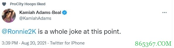 比尔妻子吐槽比尔2K22评分：2K主管罗尼就是个笑话