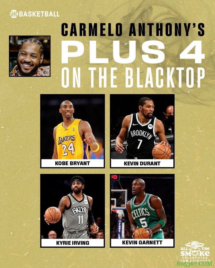 打野球挑4名队友?安东尼:科比、KD、欧文和加内特