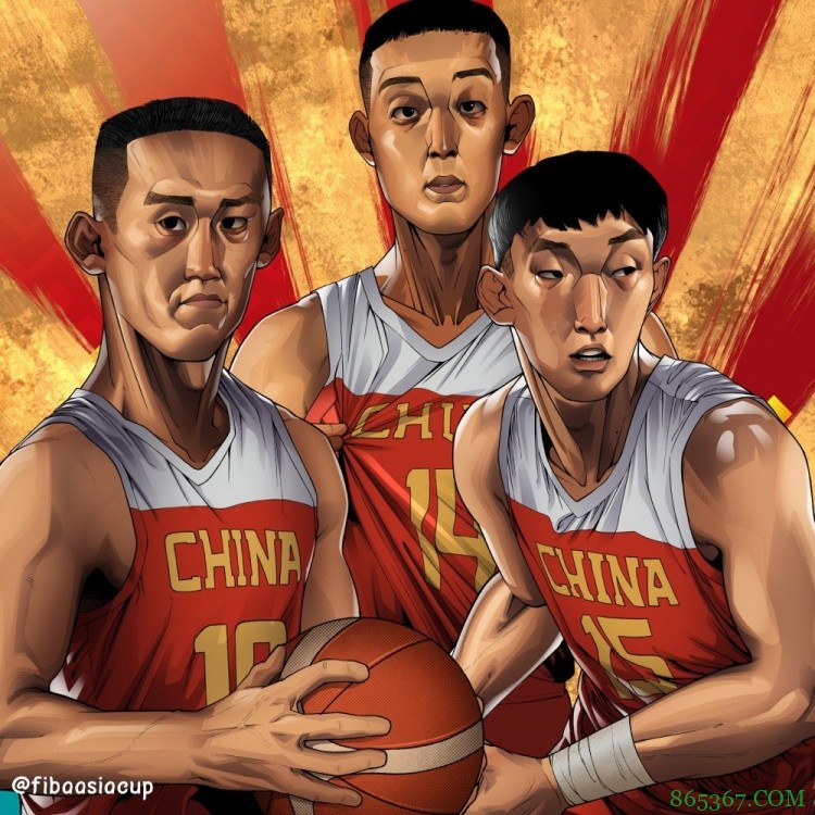 FIBA亚洲杯官推晒合作日本插画师所绘中国男篮形象