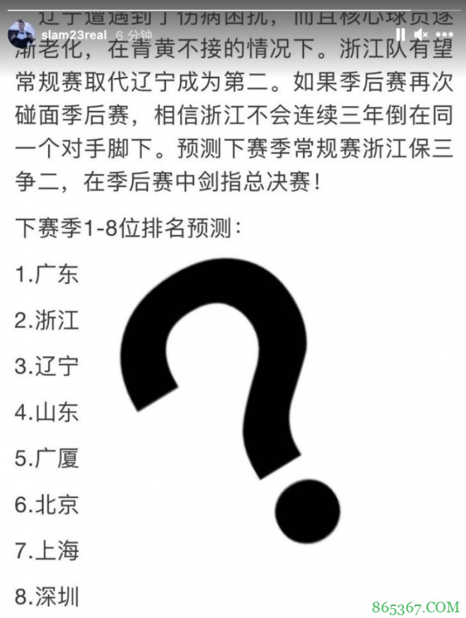 网友预测新疆新赛季掉出CBA前八 阿不都沙拉木：？