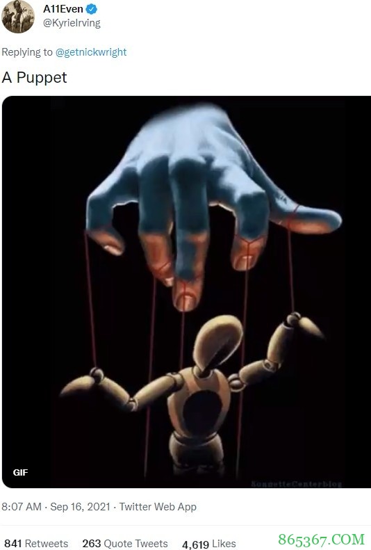 名嘴：经纪人称欧文若被篮网交易会退役 欧文回复名嘴：一个傀儡