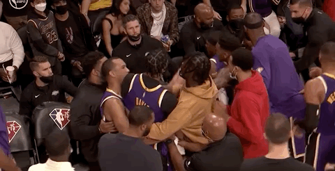 魔术师42年未见湖人替补席如此吵起来，这队伍詹姆斯不好带啊