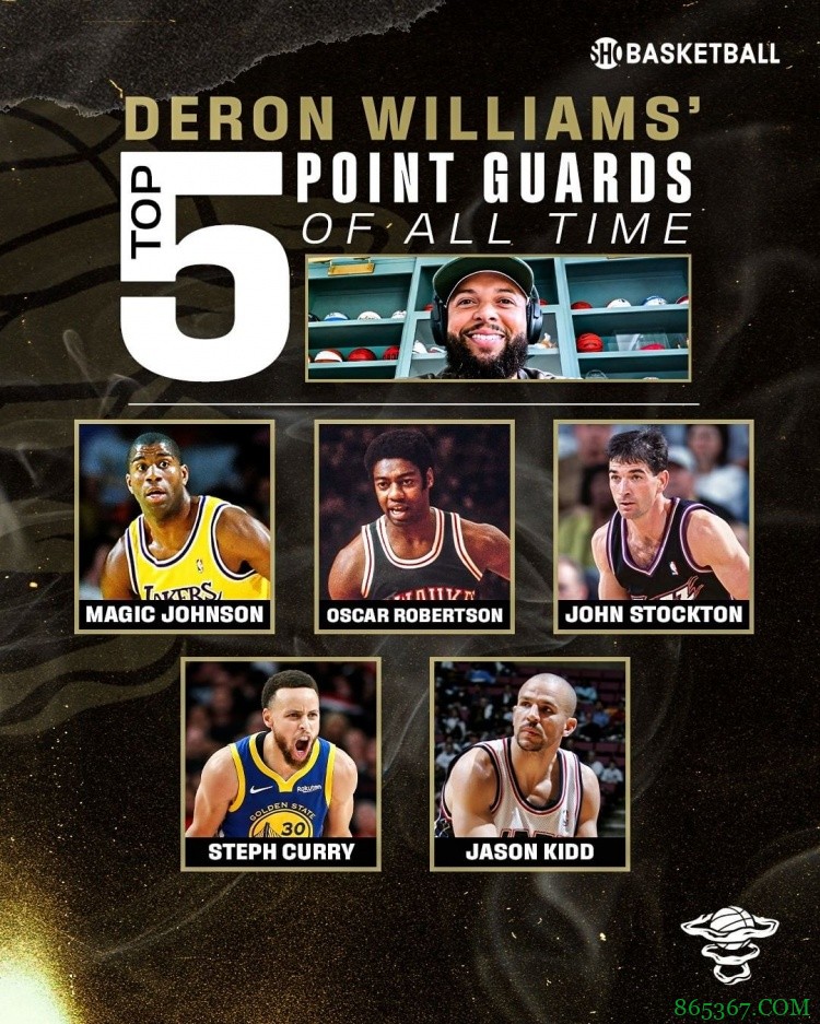 德隆评历史五大控卫:魔术师、大O、斯托克顿、库里、基德