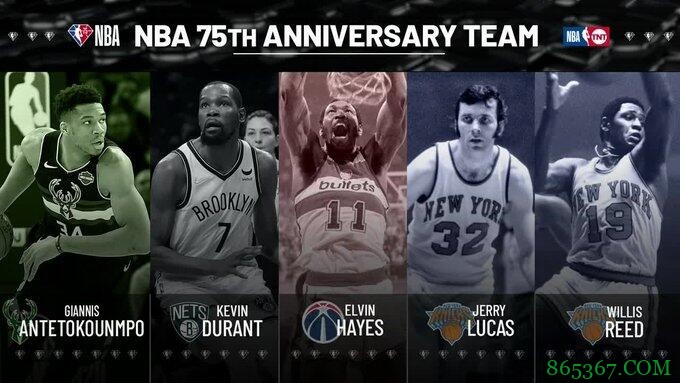 NBA官方75大球星首批25人:字母哥、杜兰特、哈登、纳什在列