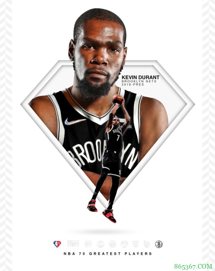 入选历史75大球星 篮网更推：KD是有史以来最好的球员之一