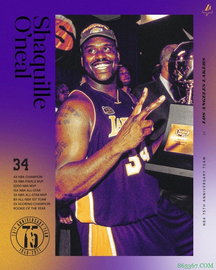 豪门！湖人官推晒照恭喜队史13名球员入选75大球星