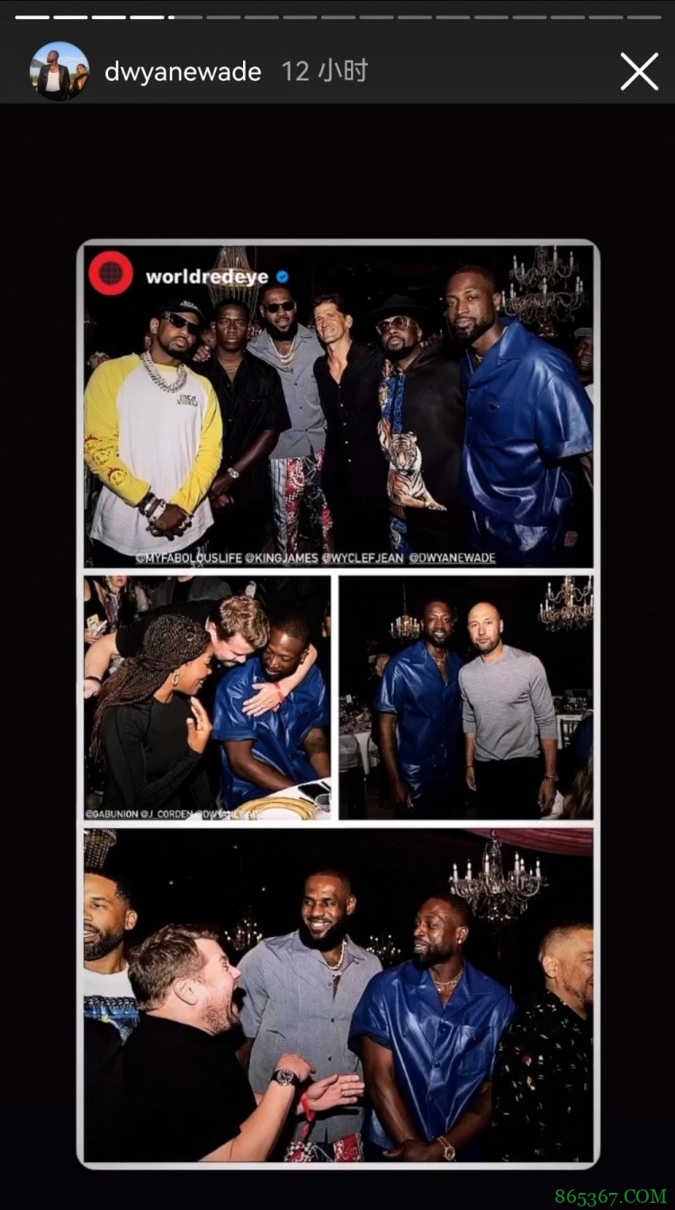 詹韦同框!韦德INS转发与詹姆斯、贝克汉姆等名人合影