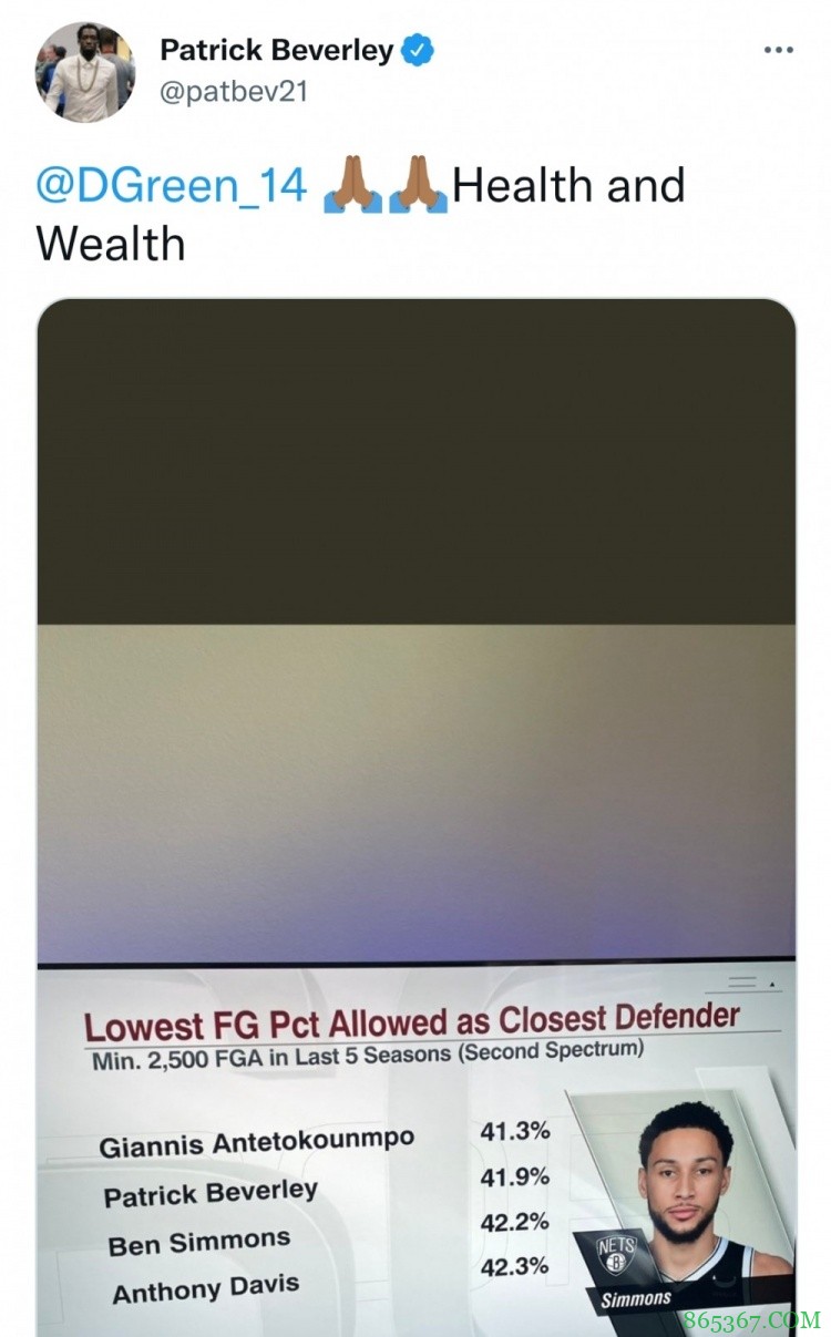 贝弗利晒数据截图回击格林：祝您健康&富有 格林：继续做你的冠军